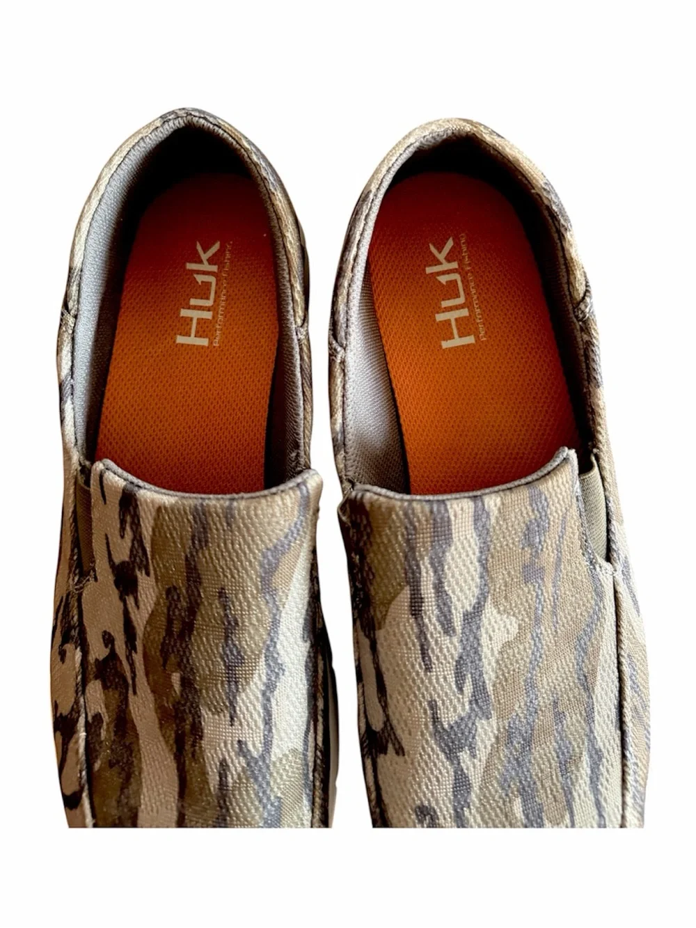 Huk Men's Camouflage Tan Brown Slip On Gorpcore Coastal Casual Deck Shoes Sz 10